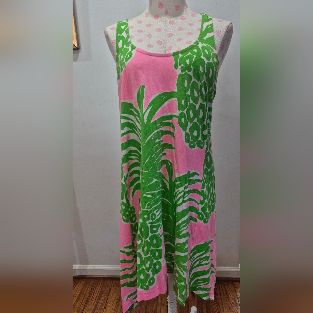 Lilly Pulitzer Monterey tank dress pink and green pineapple print SIZE M